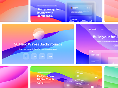 50 Hero Waves Backgrounds abstract app background figma glass graphic design hero hero wave modern svg ui user interface waves website