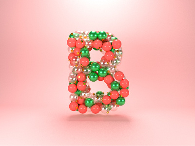 B as Balls 3d 3dart b background balls christmas cinema4d color colors design digitalart geometric letter pink redshift