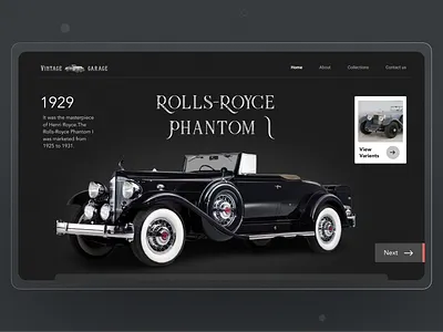 Vintage Garage blackandwhite car car design car ui car website clean clean ui dailyui dark website garage minimal popular design simple ui ux vintage car web design webdesign website website design