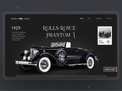 Vintage Garage blackandwhite car car design car ui car website clean clean ui dailyui dark website garage minimal popular design simple ui ux vintage car web design webdesign website website design