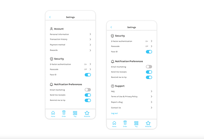 ordering coffee ☕ coffee dailyui dailyui007 dailyuichallenge design food app settings settings ui settingspage ui ux uxdesign