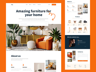 Zing 🛋️ | Furniture Landing Page daily ui ecommerce figma flat design freebie furniture graphic design interior landing multipurpose product uiux web design website