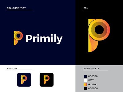 Primily Modernm logo design app app design app icon awesome design beautiful modern icon brand design brand identity branding color palette colorfull design icon modern logo new logo new modern icon new modern logo p icon p logo vector