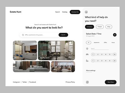 Estate Hunt - Real Estate Dashboard agency agent apartament building card clean dashboard design house management minimal property real estate real estate agency real estate website realestate ui ux uxui web app