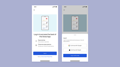 Axios App Login prompt and SSO drawer axios illustration news app sso ui vector