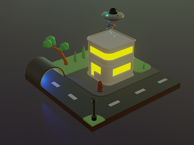 ufo in building 3d 3d art 3dblender blender3d building ovni ufo