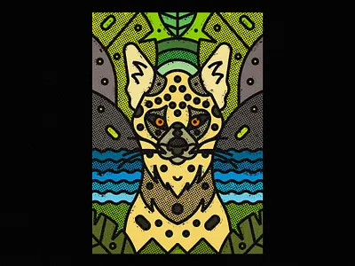 Serval animal animal illustration artwork design digital art digital illustration ecosystem geometric illustration illustration art nature poster poster a day poster art print society6 texture thick lines vector art