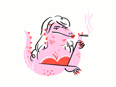 Lot Lizard 🚬👄🦎 design dinosaur doodle funny illo illustration lizard lol lot lizard sketch smoker woman