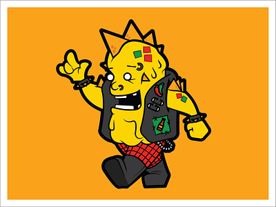 Ig Nacio character cheese chip food hot illustration junk junky mascot melted nacho nachos peppers punk punker rock rocker sauce spikes tortilla