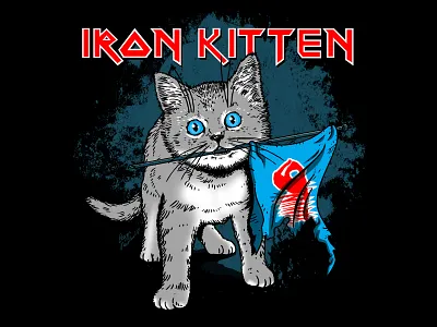 Iron kitten animals bands cats creative cute heavy metal illustration parody pets typography