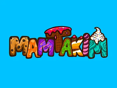 Mamtakim lettering logo for a business cake business cake delicious font food graffiti icecream icon lettering logo logotype merch typogaphy unique vector