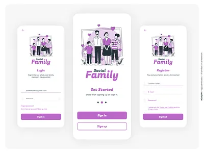 Daily UI #001 Sign Up - Challenge #1 app daily001 dailyuichallenge get started login login screen sign in sign up signin signup social network socialfamily ui