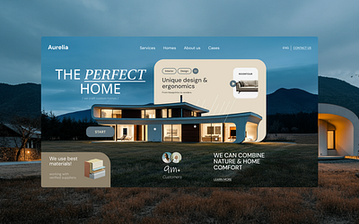 Aurelia – Luxury Home Landing Page 3d design architecture dark mode ui elegant ui high end design home design interactive ui interior design landing page luxury homes minimal design modern homes neumorphism real estate smooth navigation ui ux ux design visual aesthetics web design website design