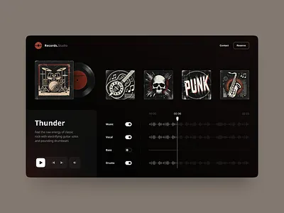 Music Record Studio design landing mamulashvili music player records tato ui ux