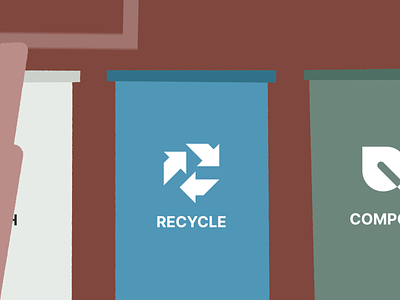 Waste Cycle 2d 2d animation animation characters flat garbage midcentury midcentury modern minimal modern pan recycle scene change scenes trash waste