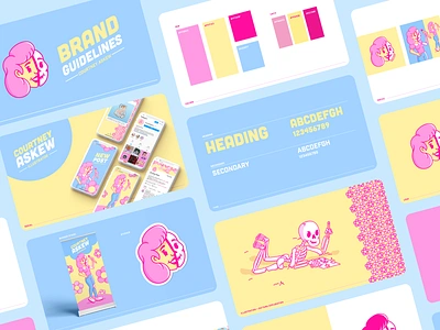 Personal Branding brand brand guide branding character character design creepy cute design figma guidelines illustration kawaii logo mid century modern pastel pink retro skeleton vector vintage