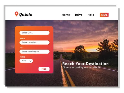 Quicki Cab Landing Page design ui web