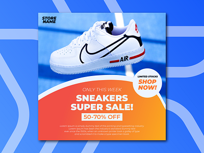 Social Media Post Design Template design graphic graphics promotion sneakers social media social media design social media post social media template store