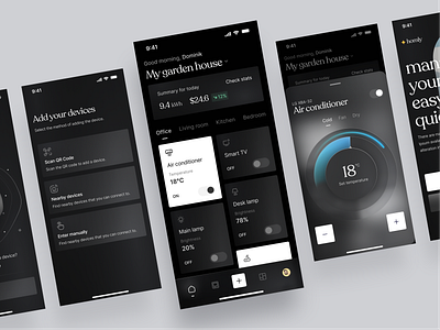 Smart home app - Concept app application concept dark darkmode design home ios mobile mobile app mode modern smart smarthome trend ui ui design uidesign ux vibrant