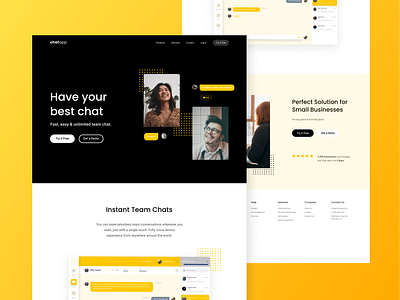 Chat app art branding design graphic design illustration orange text ui ux web webdesign website yellow