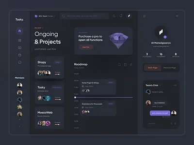 Tasky Dashboard app clean design flat minimal ui ux web website