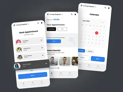 Mobile - Smile Dental Clinic App app branding colors dental design interaction interface ui ui design uiux ux ux design web design