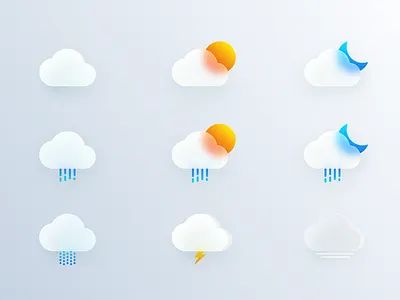 Glass Weather Icons glass glass effect glassmorphism icons illustration nitishmurthy ui