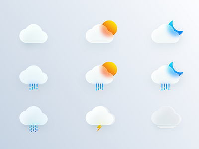 Glass Weather Icons glass glass effect glassmorphism icons illustration nitishmurthy ui