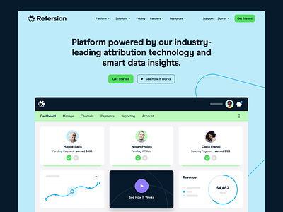 Refersion UI - Platform affiliate business corporate design interface marketing saas ui web