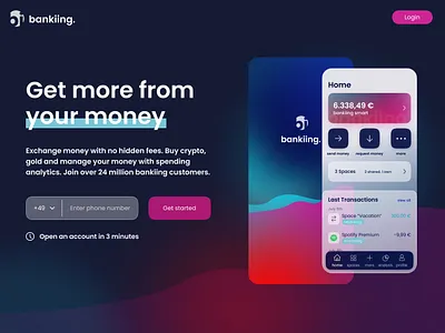 bankiing Website app bank banking bankingapp colorful gradient gradient color ui uiuxdesign ux website design