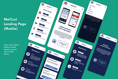 Maicuci Laundrette (Landing Page - Mobile) app design figma flat minimal mobile mobile app mobile app design ui ui ux ui design uidesign uiux ux ux ui ux design uxdesign uxui