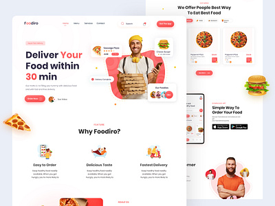 Food Delivery Landing Page delivery app eating food food and drink food app food delivery food delivery app food delivery landing page food delivery service food delivery website grocery grocery website landingpage pizza app recipe app restaurant app uiux web design website website design