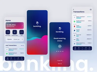 bankiing App Screens - Light app bank banking banking app bankingapp colorful design digital figma gradient gradient color typography ui uiux ux