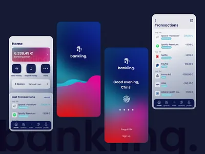 bankiing App Screen - Dark app banking banking app bankingapp branding colors figma gradient gradient color modern typography ui ui design uiux ux uxdesign