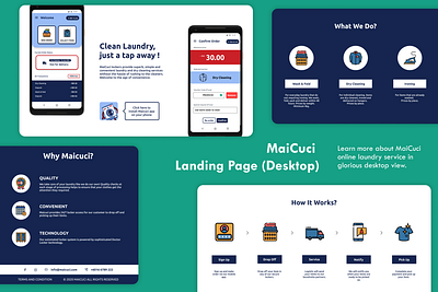 Maicuci Laundrette (Landing Page - Web) app design figma flat minimal mobile mobile app mobile app design ui ui ux ui design uidesign uiux ux ux ui ux design uxdesign uxui