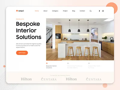 Interi Hero Header banner case study clean design ecommerce figma furniture hero banner inspiration interior minimalism solution ui vietnam visual design web design