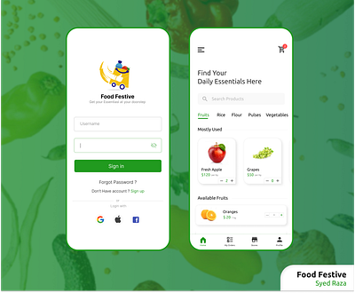 Food Festive (Mobile App) app app design dashboad design login page mvp product design ui ui design uiux ux web