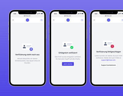 Verification for Students App app gray icon icons id card illustration illustrator ios ios app mobile onboarding passport pending purple success ui design verification verified verify waiting