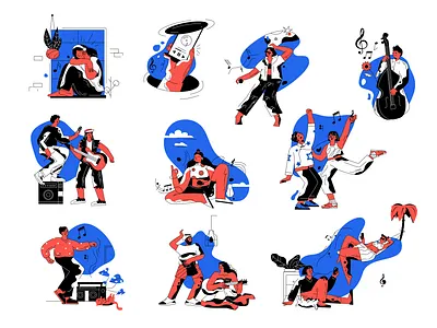 FREE Vector music set adobe illustrator app cartoon character design flat illustration line art ui vector