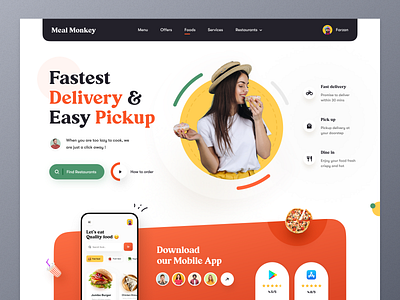 Food Delivery Landing page ecommerce food food and drink food delivery food delivery application food delivery service food delivery website foodie homepage landing page mockup restaurant snacks stayhome typography ui ux web design website website design