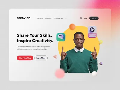 E-learning platform | Hero header design e learning education elearning flat frontend glassmorphism gradient minimal online learning web website