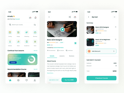 My Course UI KIT application mobile modern online course simple ui ux