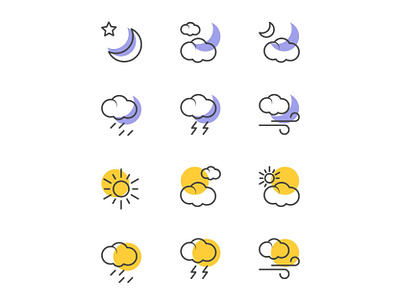 Weather Icon Sets branding design graphic design icon icon design icon set iconography icons illustraion illustrator interface minimal packaging ui vector weather weather app weather forecast weather icon