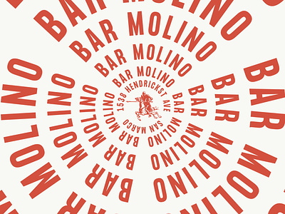 Bar Molino 1-color badge bar branding don quixote illustration windmill