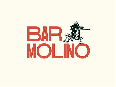 Bar Molino - III 2-color bar branding don quixote horse illustration knight spanish wine type typography windmill