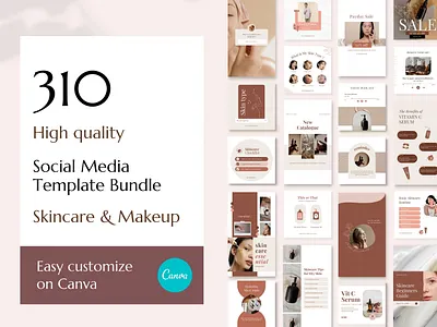 Skincare & Make Up — Canva Social Media Template Bundle branding canva canva template design graphic design illustration instagram post instagram stories instagram template layout layout design social media template