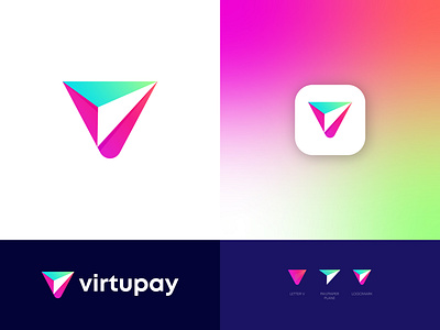 V + PAY Logo Combination abstract art abstract logo abstract v logo brand identity business logo colorful logo gradient logo logo design modern lettering modern logo modern pay logo modern v logo paper plane logo paper plane logo idea pay logo idea professional logo v letter design v letter logo v logo idea v logo with pay