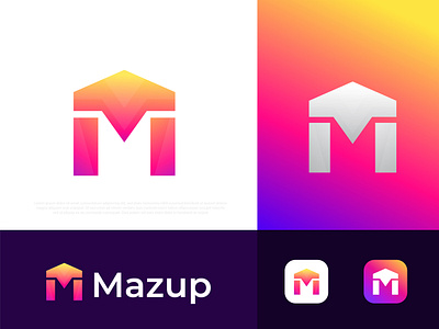 Modern Colorful M letter logo Mazup abstract branding branding design custom logo design gradient logotype m m logo typography