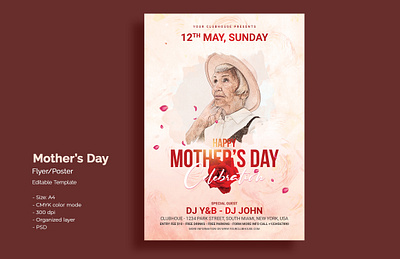 Mother's Day Flyer / Poster Template a4 size flyer flyer template flyer templates modern mother mothers day mothers day flyer mothers day poster mothersday print ready print template template woman women womens day