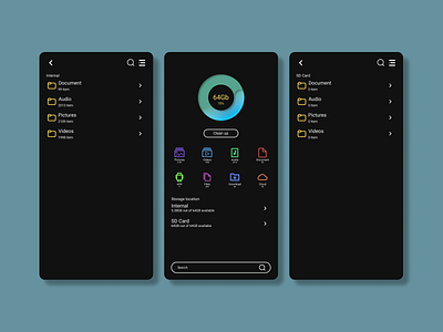 Storage management application app dark ui design minimal ui ux